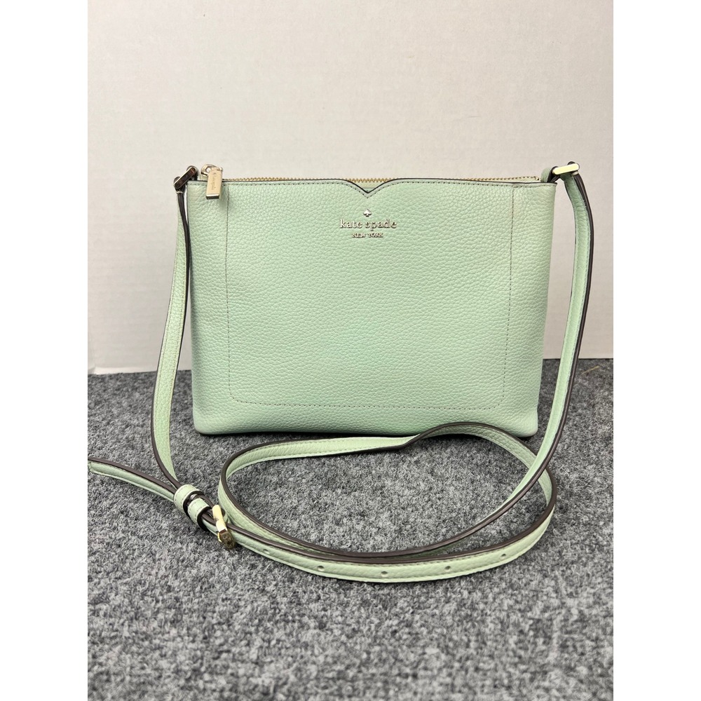 Kate Spade Mint Green Pebbled Leather Crossbody Bag Gold Hardware Purse